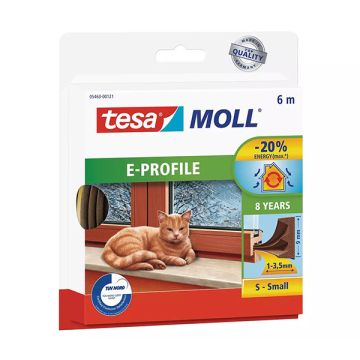 Tesa TesaMoll Classic E-profiel tochtstrip bruin 6 m x 9 mm