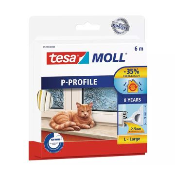 Tesa TesaMoll Classic P-profiel tochtstrip wit 6 m x 9 mm