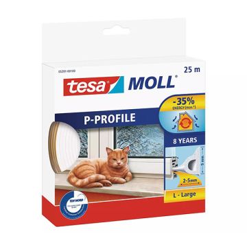 Tesa TesaMoll Classic P-profiel tochtstrip wit 25 m x 9 mm