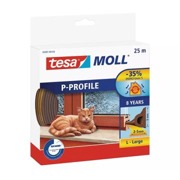 Tesa TesaMoll Classic P-profiel tochtstrip bruin 25 m x 9 mm