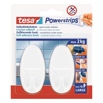 Tesa witte haak zelfklevend 2 kg (2 stuks)