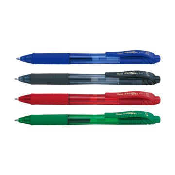 Set Pentel Energel BL107 rollerpen blauw/zwart/rood/groen