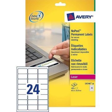 Avery Zweckform L6146-20E no-peel etiketten 63,5 x 33,9 mm (480 etiketten)