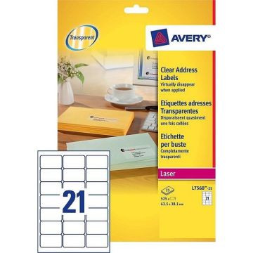 Avery Zweckform L7560-25 transparante etiketten 63,5 x 38,1 mm (525 etiketten)