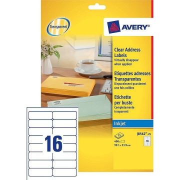 Avery Zweckform J8562-25 transparante etiketten 99,1 x 33,9 mm (400 etiketten)