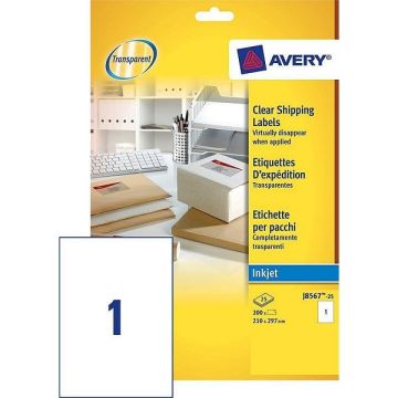 Avery Zweckform J8567-25 transparante verzendetiketten 210 x 297 mm (25 etiketten)