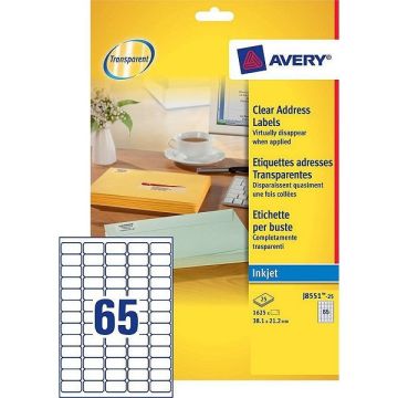 Avery Zweckform J8551-25 transparante etiketten 38,1 x 21,2 mm (1625 etiketten)