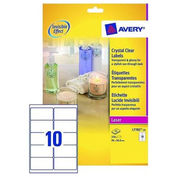 Avery Zweckform L7783-25 crystal clear etiketten 96 x 50,8 mm (250 etiketten)