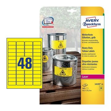 Avery Zweckform L6103-20 weerbestendige etiketten 45,7 mm x 21.2 mm (960 etiketten)