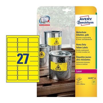 Avery Zweckform L6105-20 weerbestendige etiketten 63,5 mm x 29,6 mm (540 etiketten)