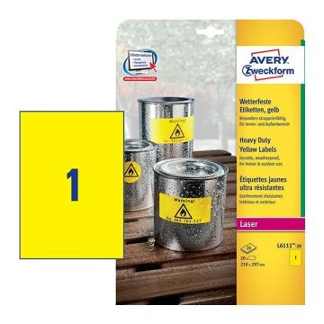 Avery Zweckform L6111-20 weerbestendige etiketten 210 mm x 297 mm (20 etiketten)