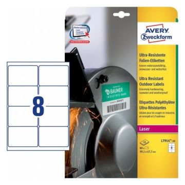 Avery Zweckform L7914-10 ultra-resistente etiketten 99,1 x 67,7 mm (80 etiketten)