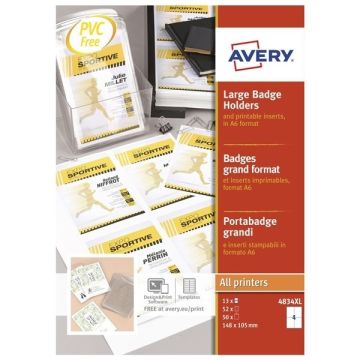 Avery Zweckform 4834XL badgehouder lanyard set 148 x 105 mm (52 stuks)