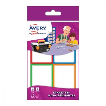 Avery family RES 16 ultra sterke rechthoekige etiketten 45 x 65 mm rood (16 stuks)