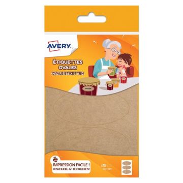 Avery family OVKR18 ovale etiketten kraft 41 x 89 mm (18 stuks)