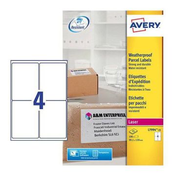 Avery Zweckform L7994-25 Waterproof verzendetiketten 139 x 99,1 mm (100 etiketten)