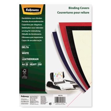 Fellowes Leatherlook bindomslag 250 grams wit A4 (25 stuks)