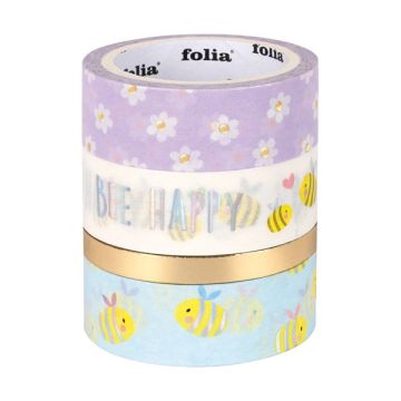 Folia washi tape hotfoil bees (4 stuks)