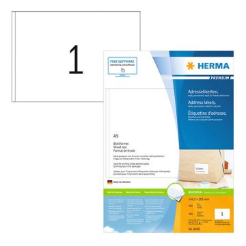 Herma Premium 8690 permanent hechtende etiketten 205 x 148,5 mm wit (400 etiketten)