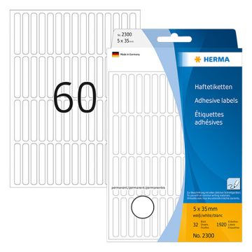 Herma 2300 multifunctionele etiketten 5 x 35 mm wit (1920 etiketten)