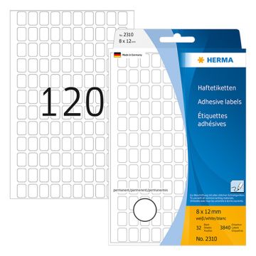 Herma 2310 multifunctionele etiketten 8 x 12 mm wit (3840 etiketten)