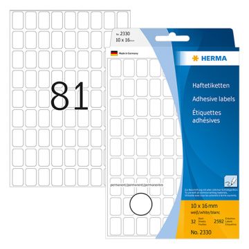 Herma 2330 multifunctionele etiketten 10 x 16 mm wit (2592 etiketten)