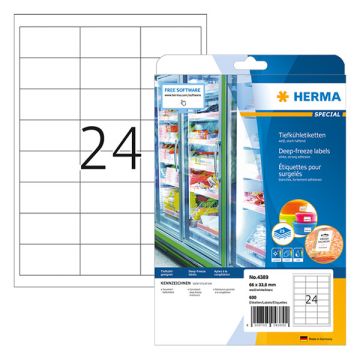 Herma 4389 diepvriesetiketten A4 66 x 33,8 mm wit (600 etiketten)