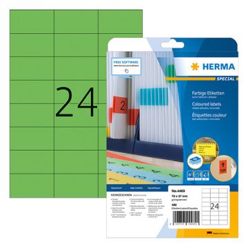 Herma 4469 gekleurde etiketten A4 70 x 37 mm groen verwijderbaar (480 etiketten)