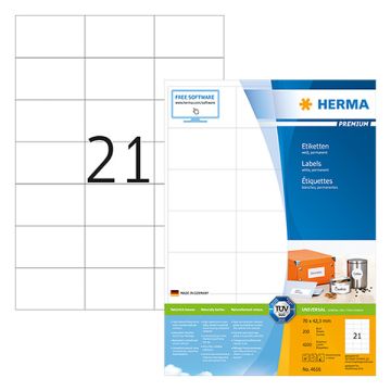 Herma 4616 premium etiketten A4 70 x 42,3 mm wit permanent hechtend (4200 etiketten)