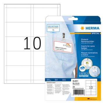 Herma 9011 naam-insteekbadges A4 90 x 54 mm wit (250 etiketten)