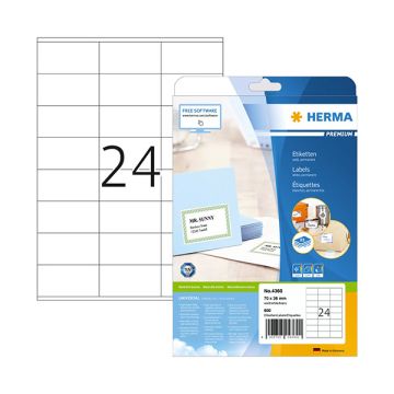 Herma Premium 4360 permanent hechtende etiketten 70 x 36 mm wit (600 etiketten)