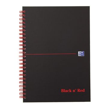 Oxford Black n' Red spiraalblok karton A5 geruit 90 grams 70 vel