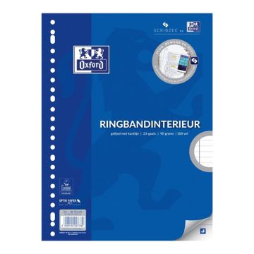 Oxford ringbandpapier A4+ gelinieerd 90 grams 100 vel (23-rings)