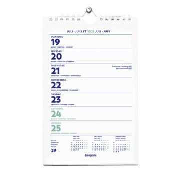 Brepols wand-weekkalender met spiraal 2025 13,5 x 21 cm (4-talig)