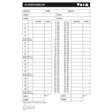 123inkt klaverjasblok 210 x 148 mm (50 vel)