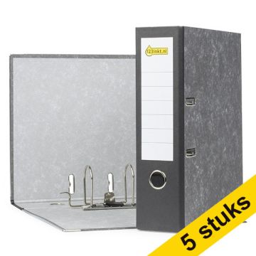 Aanbieding: 5x 123inkt ordner A4 karton zwart gewolkt 80 mm