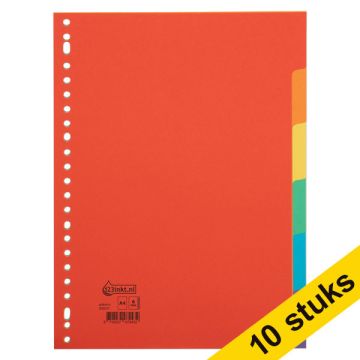 Aanbieding: 10x 123inkt kartonnen tabbladen A4 gekleurd met 6 tabs (23-gaats)