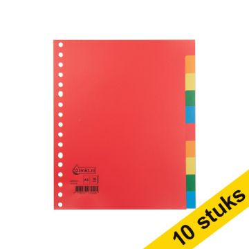 Aanbieding: 10x 123inkt plastic tabbladen A5 gekleurd met 10 tabs (17-gaats)