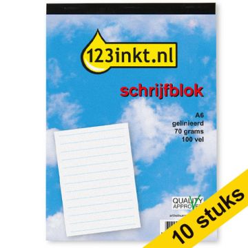 Aanbieding: 10x 123inkt schrijfblok A6 gelinieerd 70 grams 100 vel