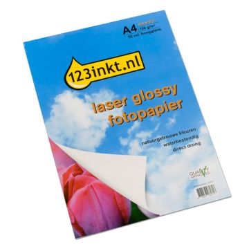 123inkt laser fotopapier glossy 130 grams A4 (50 vel) FSC® Mix 70%