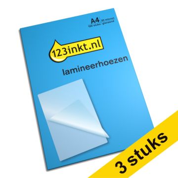 Aanbieding: 3x 123inkt document lamineerhoes A4 glanzend 2x80 micron (100 stuks)