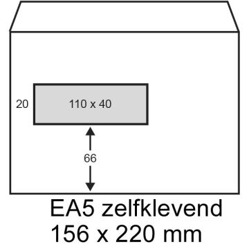 123inkt dienst envelop wit 156 x 220 mm - EA5 venster links zelfklevend (500 stuks)