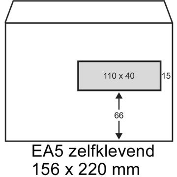 123inkt dienst envelop wit 156 x 220 mm - EA5 venster rechts zelfklevend (500 stuks)