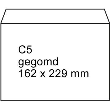 123inkt dienst envelop wit 162 x 229 mm - C5 gegomd (500 stuks)