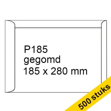 123inkt akte envelop wit 185 x 280 mm - P185 gegomd (500 stuks)