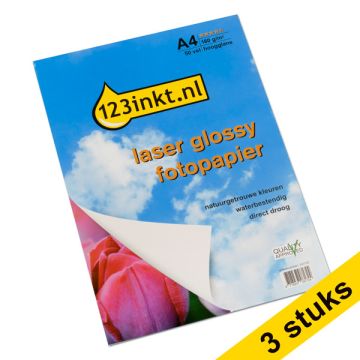 Aanbieding: 3x 123inkt laser fotopapier glossy 160 grams A4 (totaal 150 vel) FSC® Mix 70%