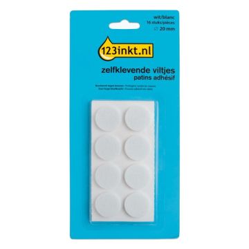 123inkt zelfklevende viltjes rond wit 20 mm (16 stuks)