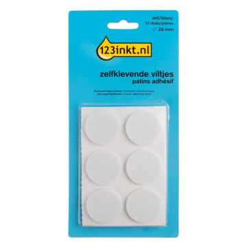 123inkt zelfklevende viltjes rond wit 28 mm (12 stuks)