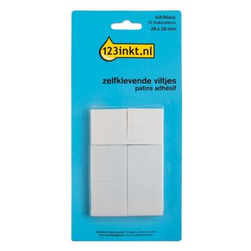 123inkt zelfklevende viltjes vierkant wit 28 mm (12 stuks)