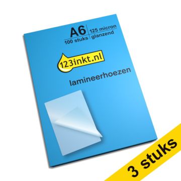 Aanbieding: 3x 123inkt document lamineerhoes A6 glanzend 2x125 micron (100 stuks)